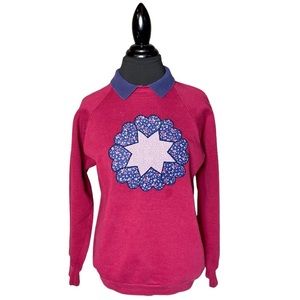 VTG PATCHWORK CREWNECK RAGLAN SWEATER